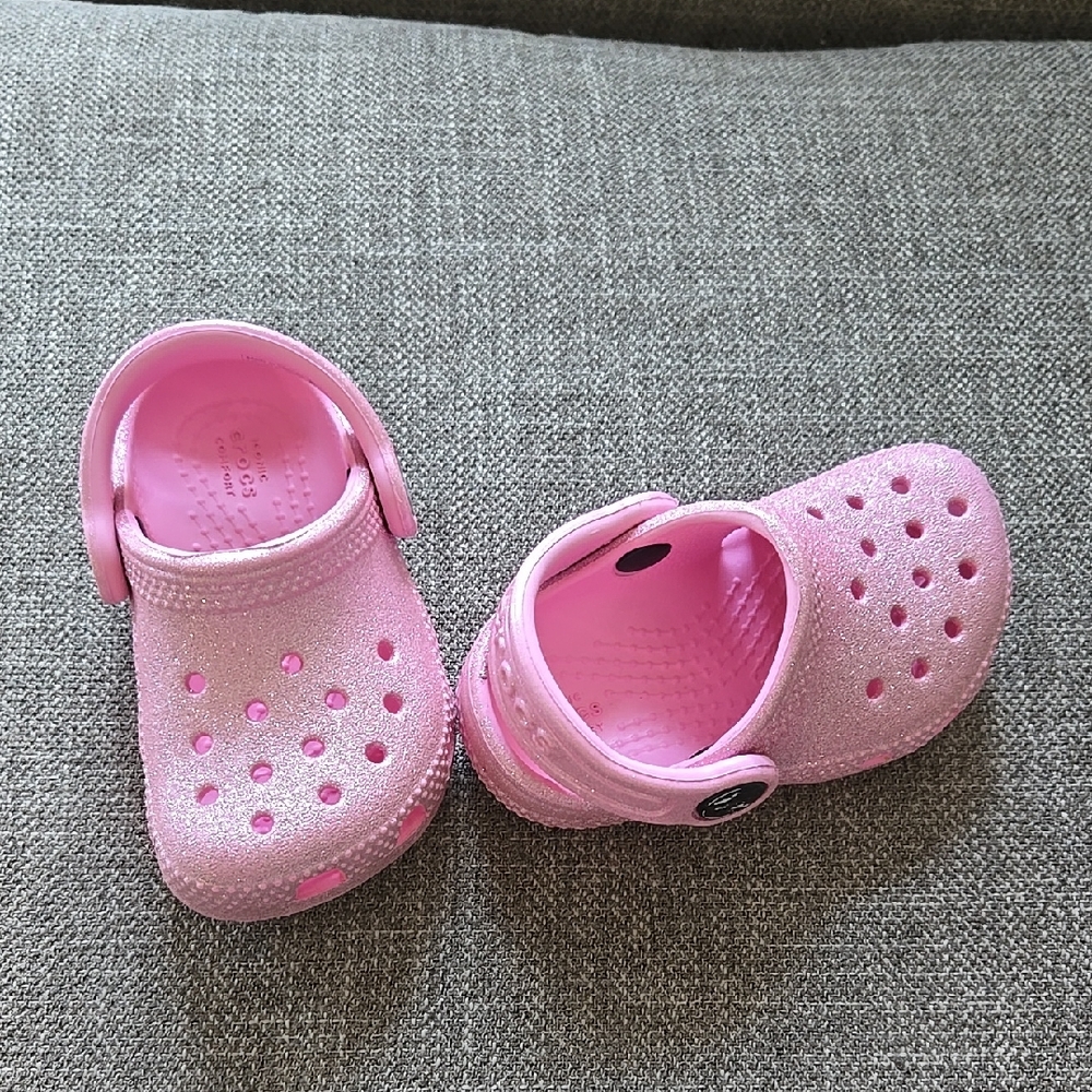 Pink Glitter Crocs